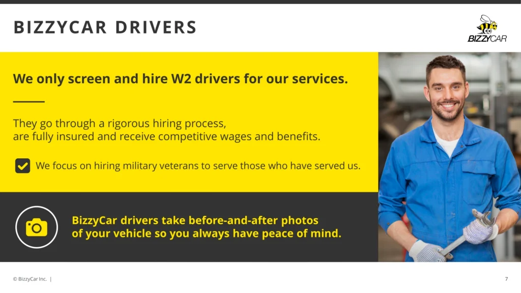 BizzyCar Drivers - Veteran-Friendly W2 Rideshare Jobs Slide 7